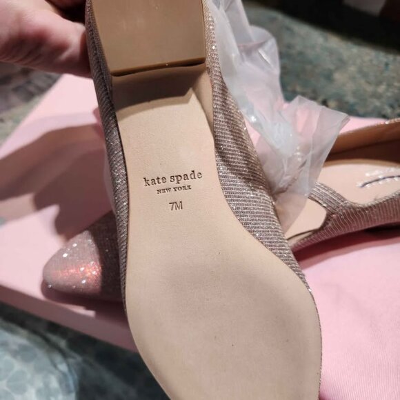 New in Box Kate Spade Mallory Pink / Rose Gold Metallic Mary Jane Flats Size 7 - Picture 5 of 9